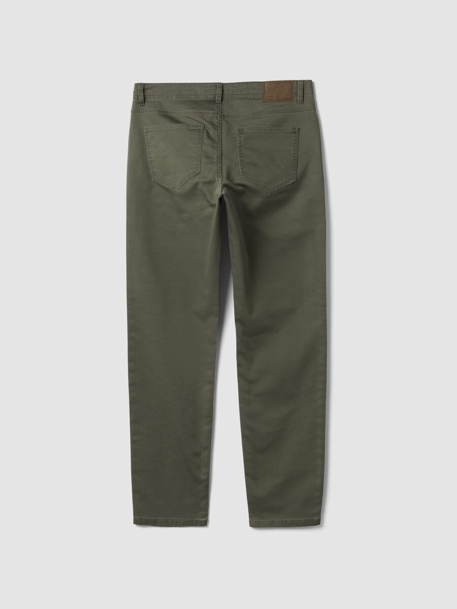 Pantaloni verdi in dobby di cotone elasticizzato slim fit_1