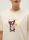 Beige Regular Fit Pure Cotton T-shirt with Print_3