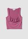 Pink regular-fit stretch tank top with pleats_4