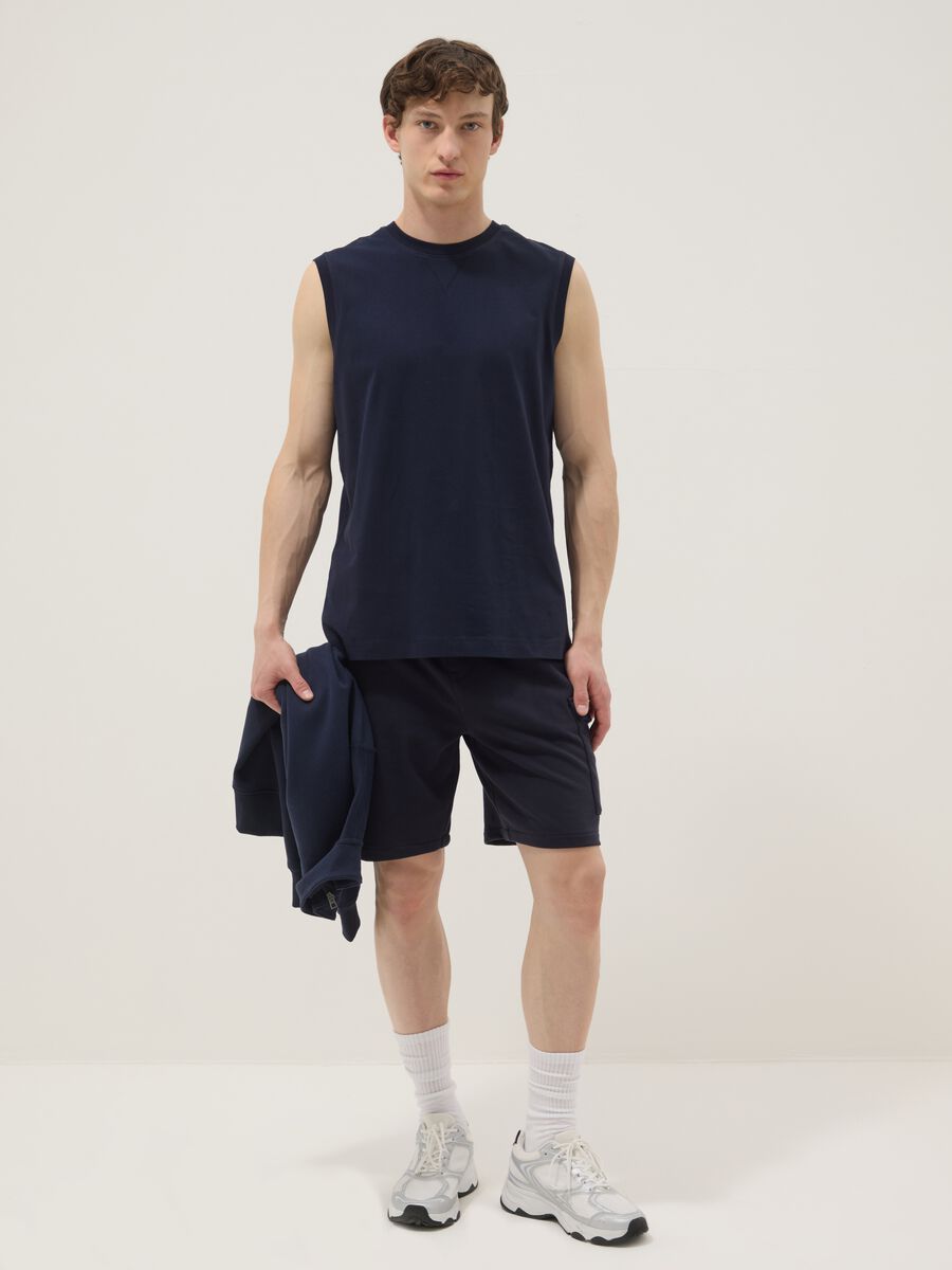Blue crew-neck cotton vest in relaxed fit_2