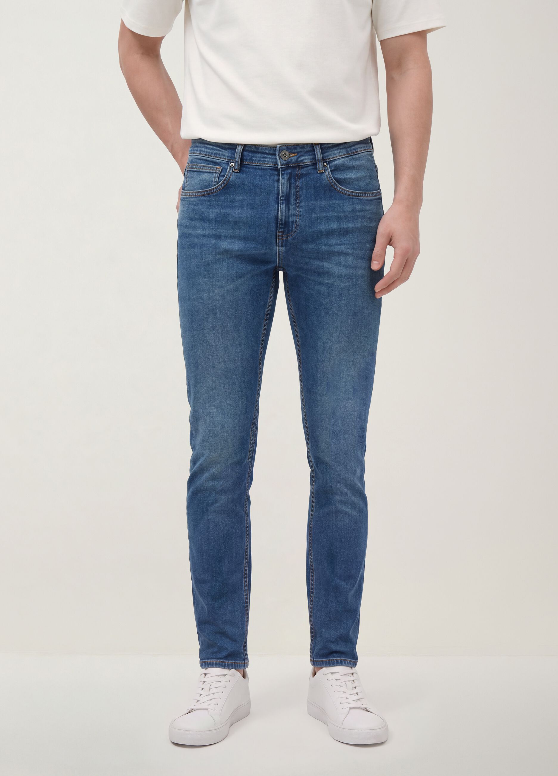 Blue skinny-fit stretch cotton denim jeans