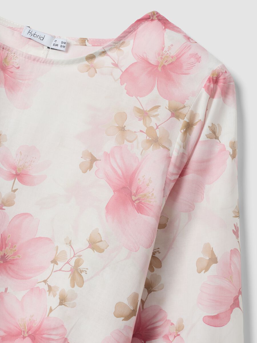 Pink pure cotton top with floral print_5
