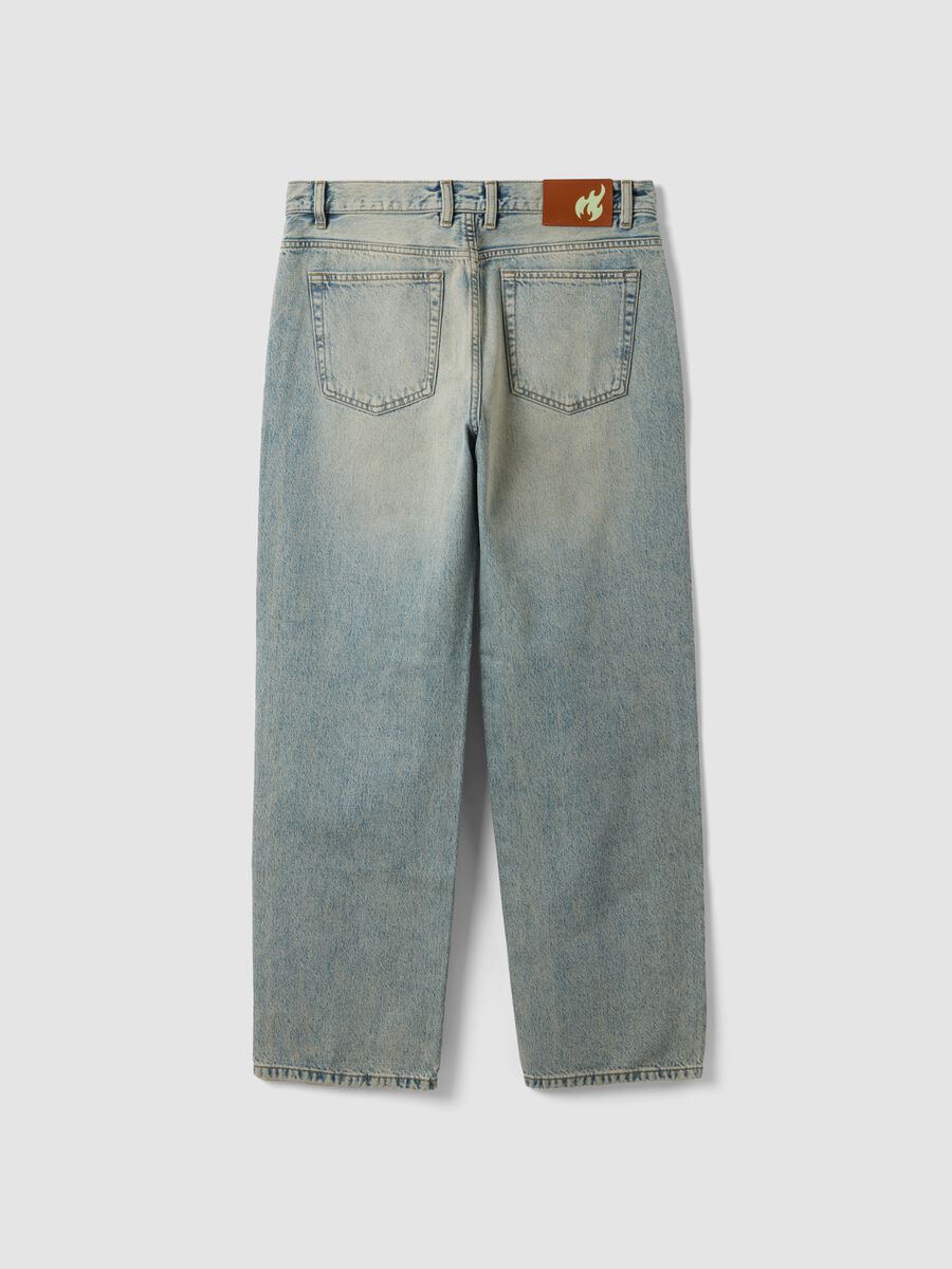 Jeans denim azzurri in puro cotone loose fit_6