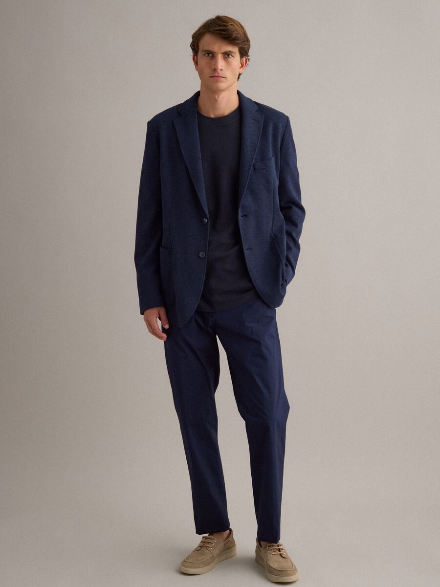 Blazer in cotone elasticizzato blu slim fit_1