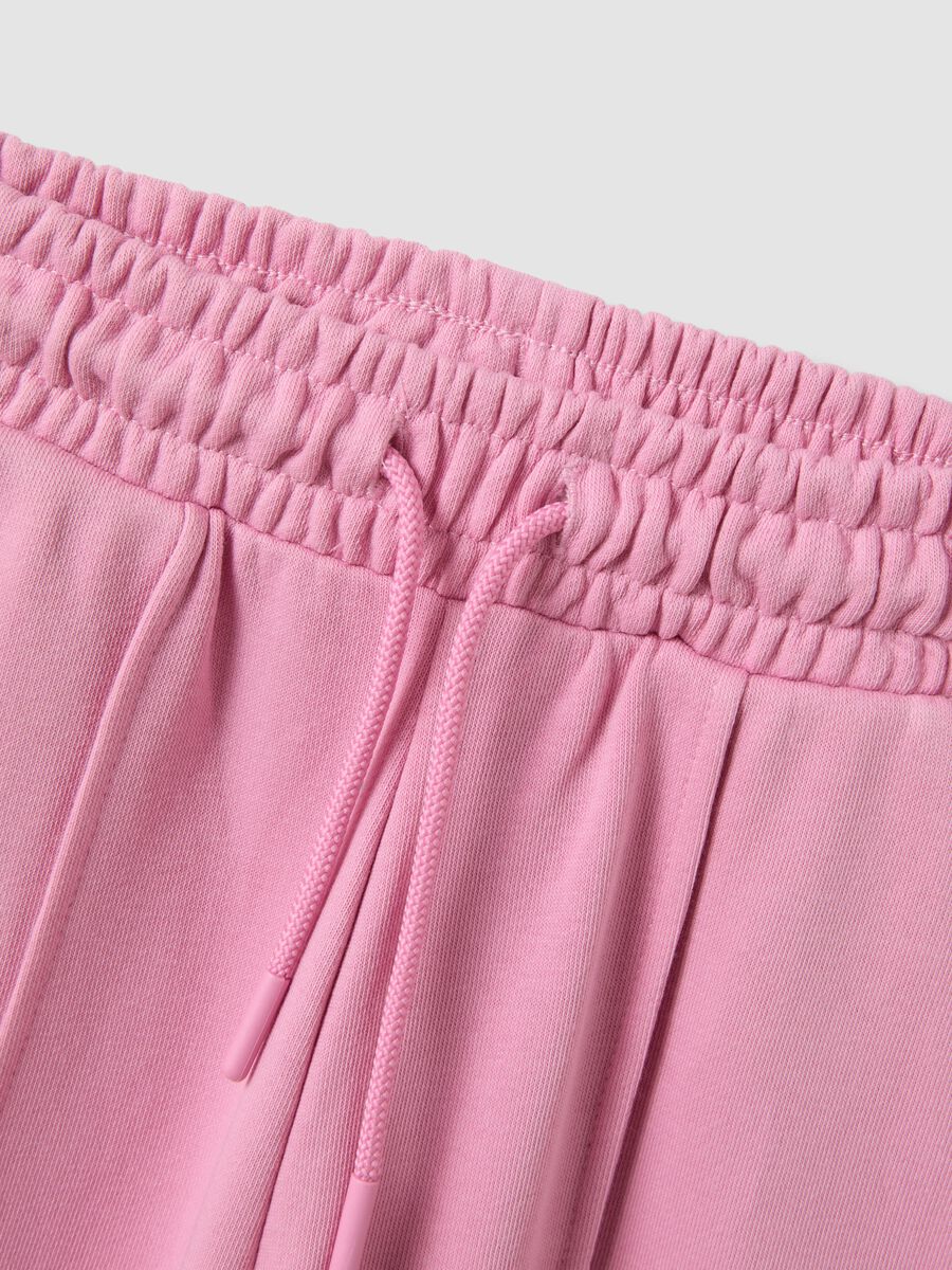 Pink cotton-blend crew-neck tracksuit with Stitch print for girls_3