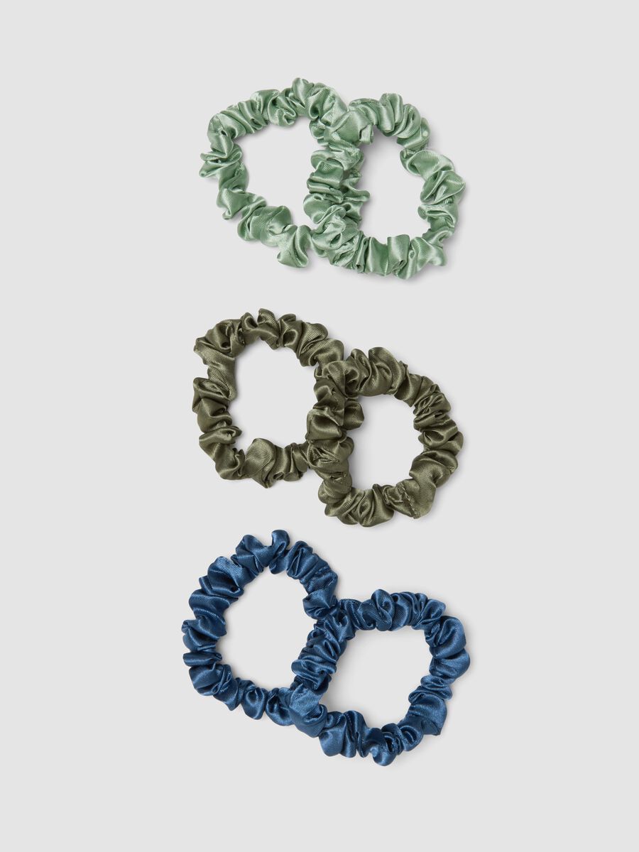 SINCERELY HAIR Small Satin Scrunchies 6-Pack Blue & Green_2