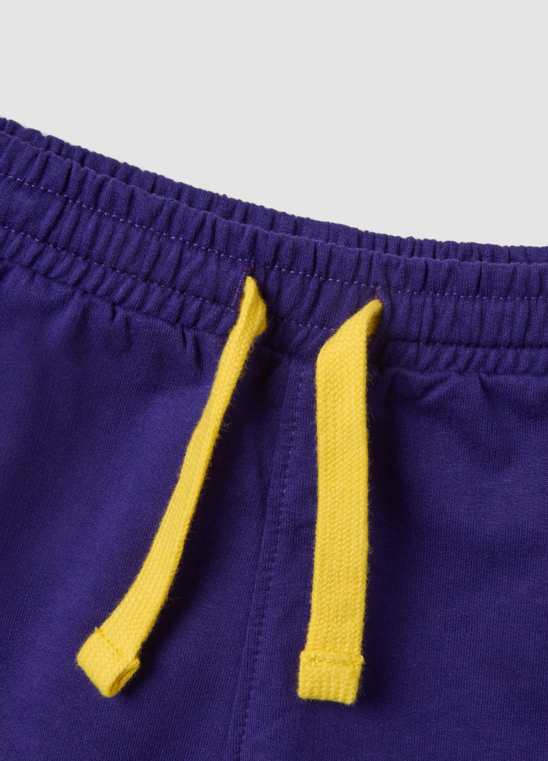 Purple pure cotton top and shorts set for boys, regular fit