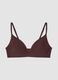 Brown padded stretch-microfibre bra_0