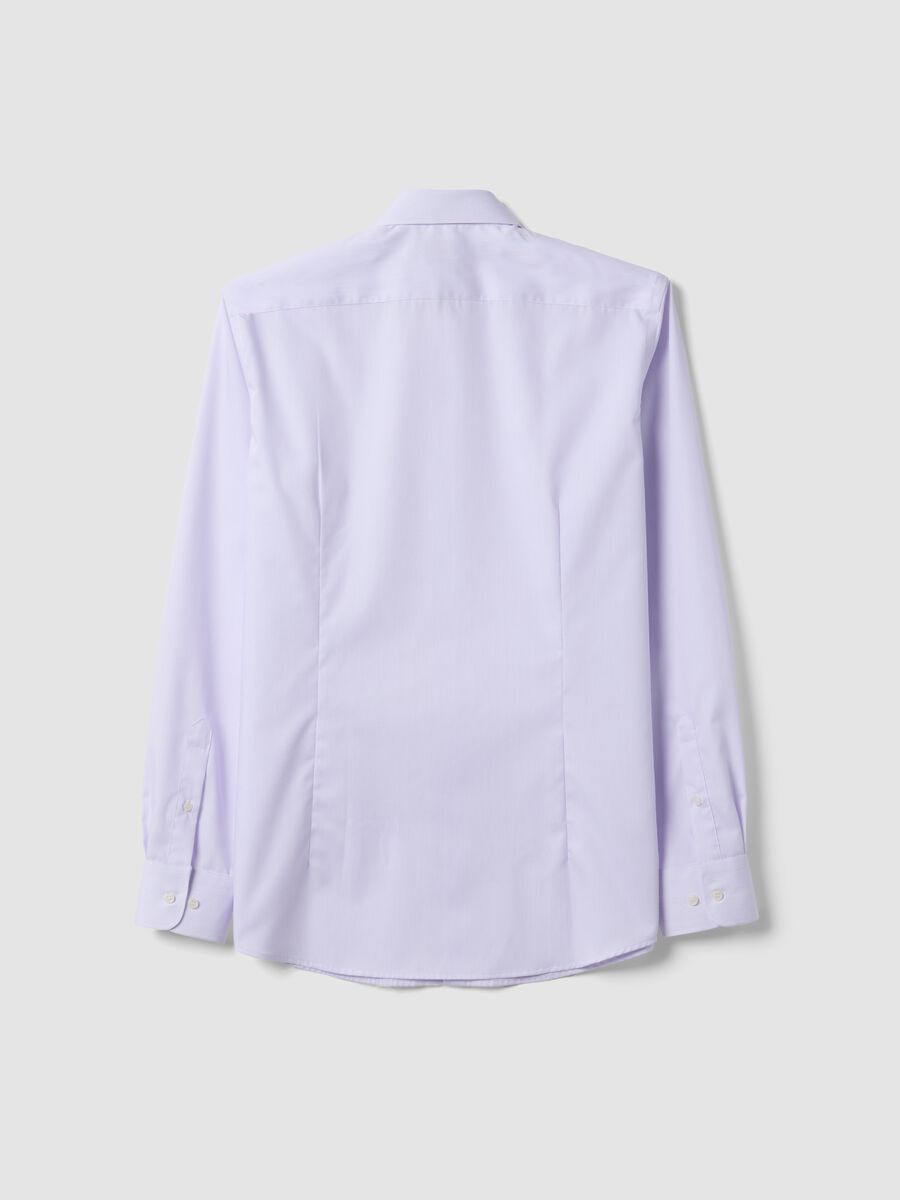 White striped pure cotton shirt with French collar, slim fit, non-iron_1