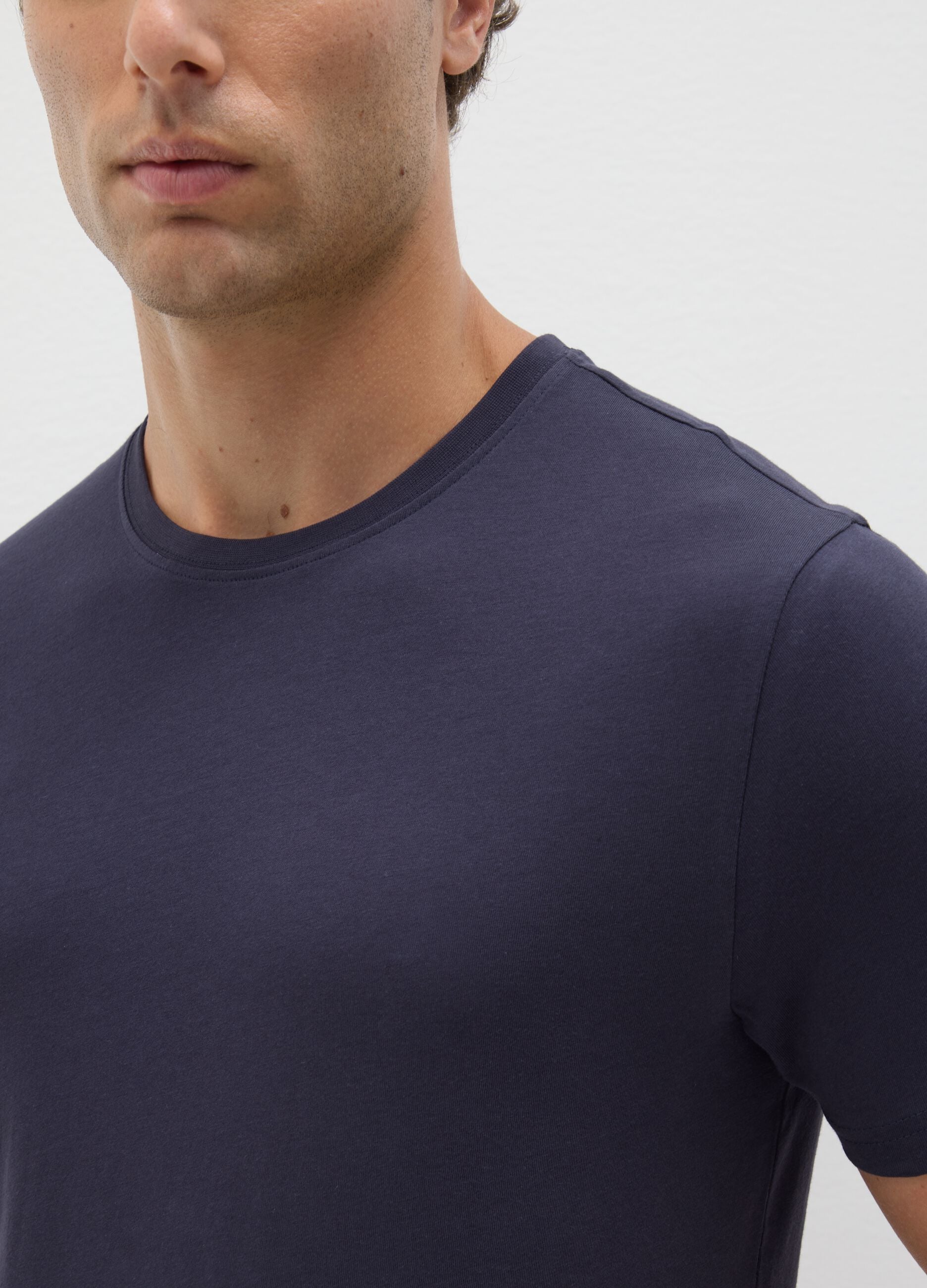 T-shirt da uomo in puro cotone blu