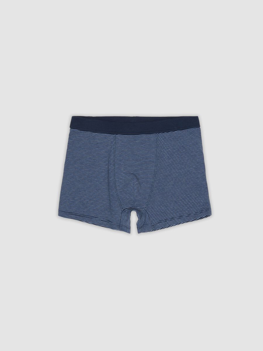 Boys' blue striped stretch organic cotton boxer shorts_0
