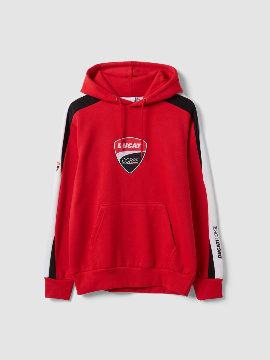 Red Ducati printed cotton-blend hoodie_4