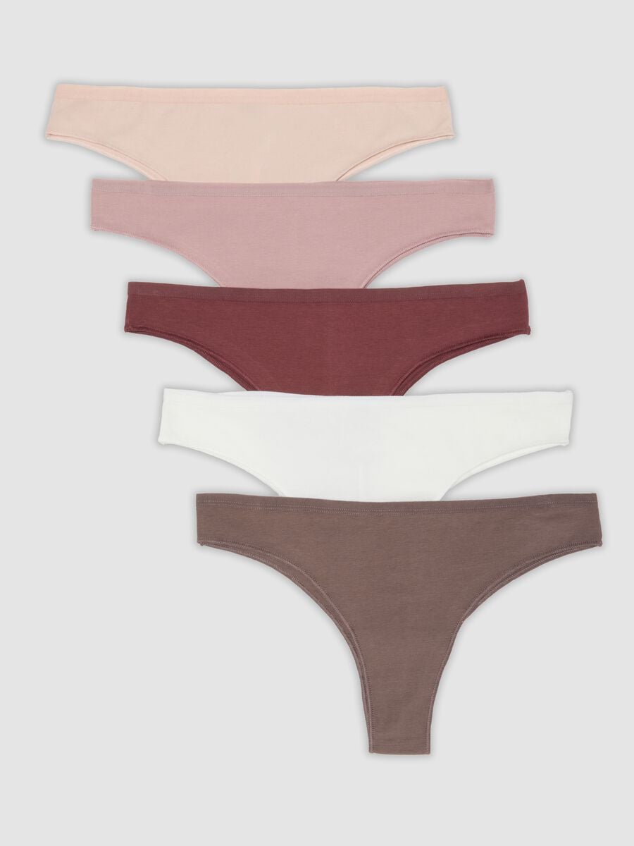 Multipack of five multicolour Brazilian briefs in stretch cotton_4