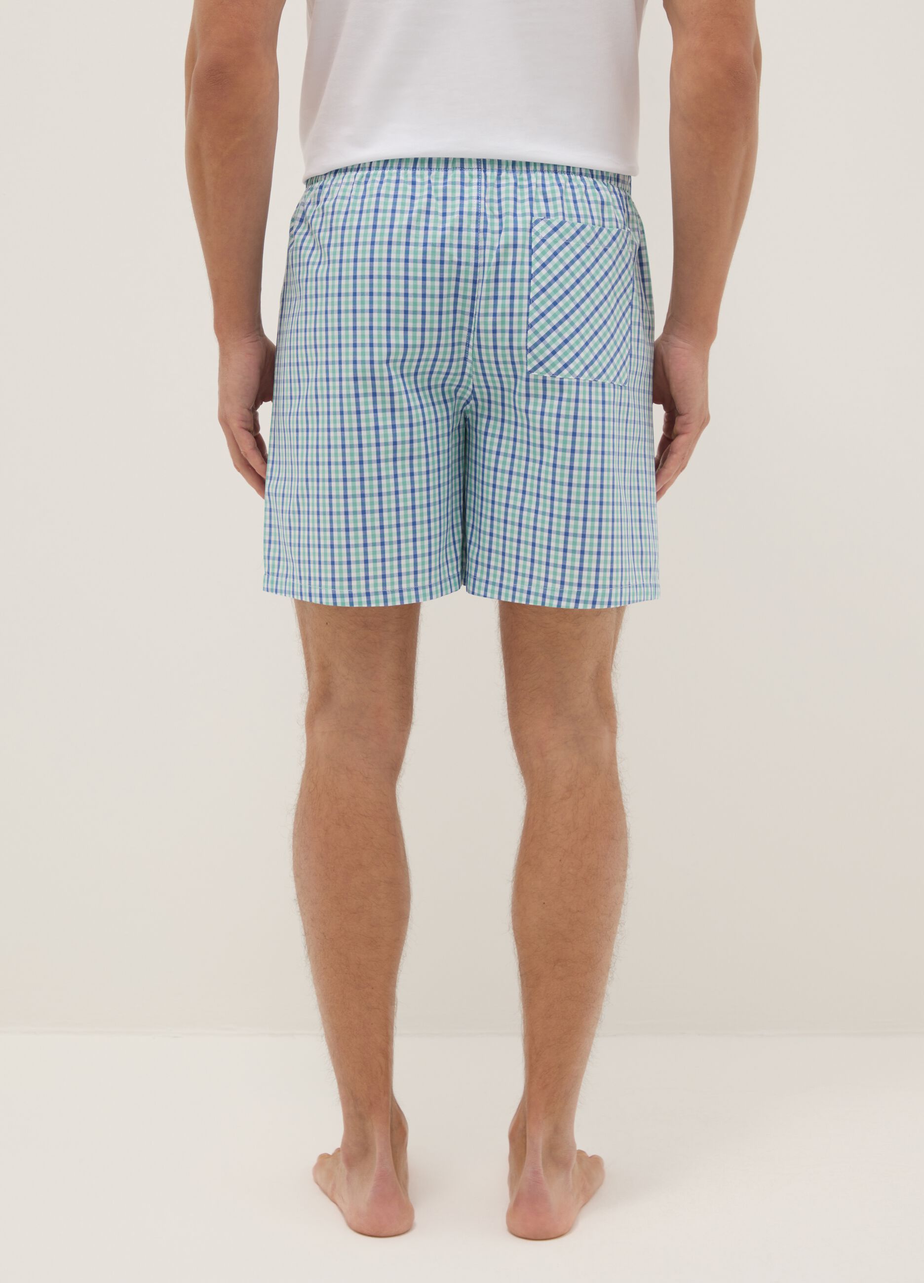 Multicolour checked pure cotton pyjama shorts, regular fit