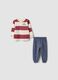 Multicolour organic cotton pyjamas with striped top for baby and toddler_0