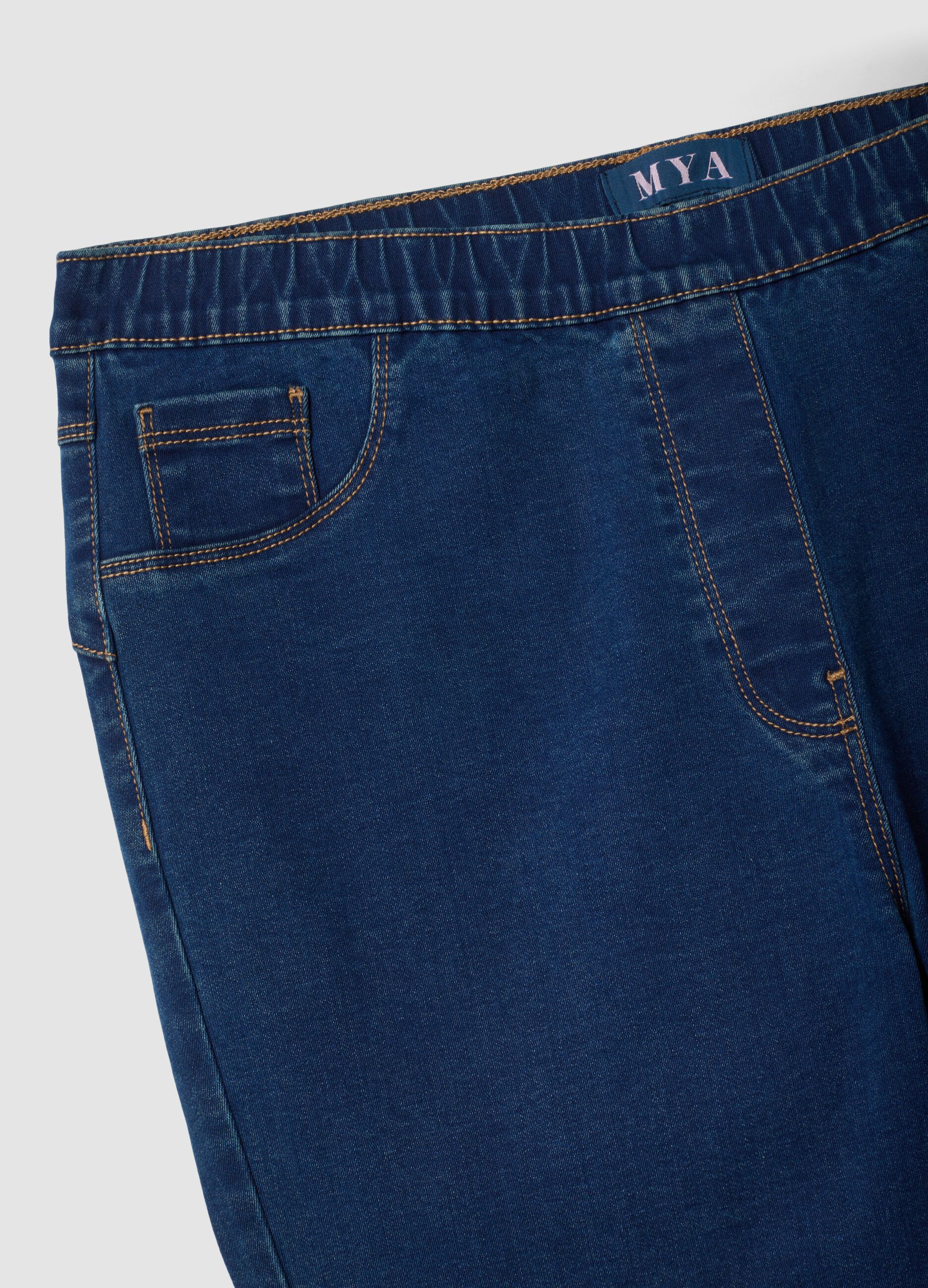 Blue skinny jeggings in stretch cotton and viscose