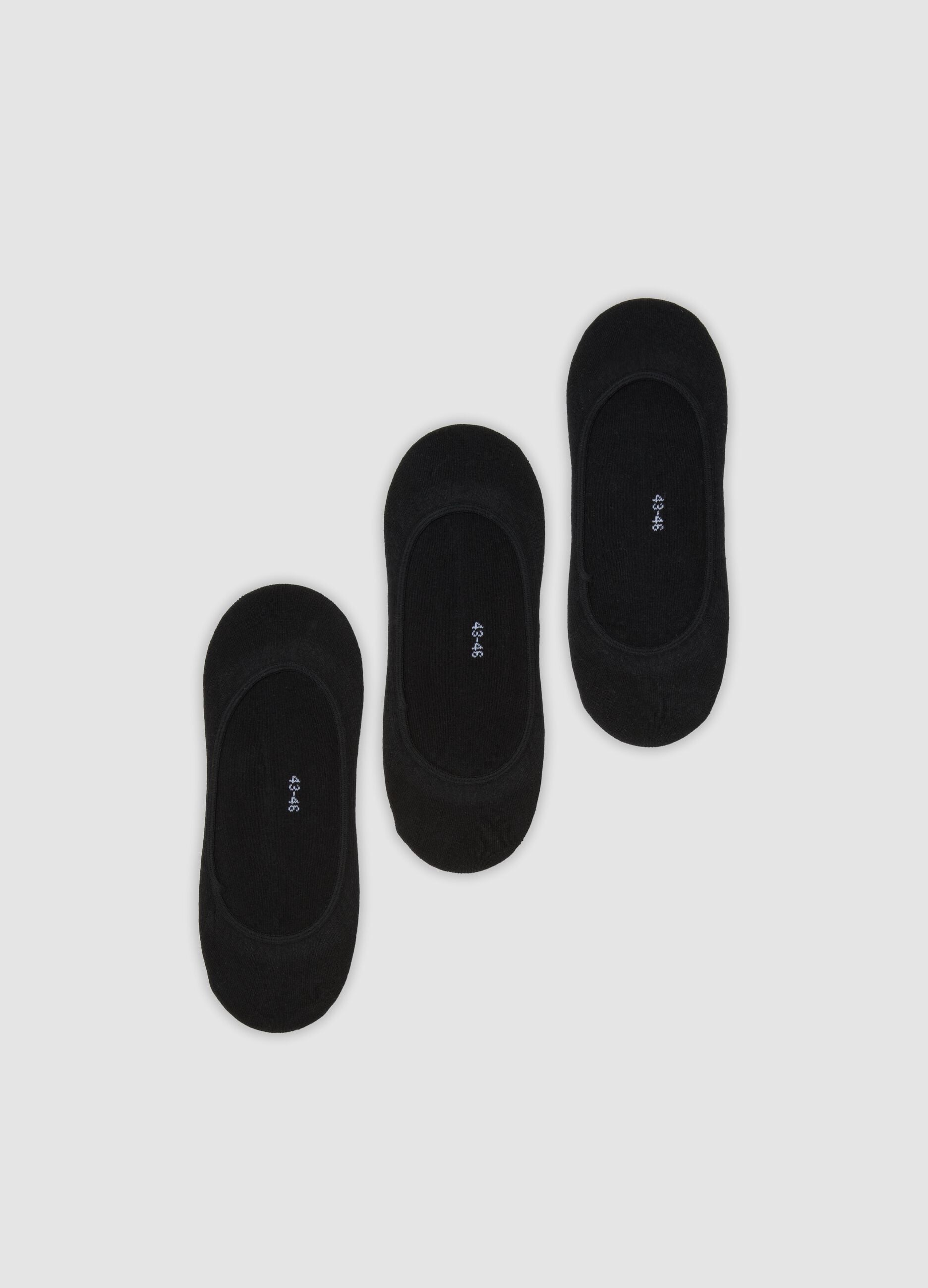 3-pack of black sporty no-show socks in stretch organic cotton