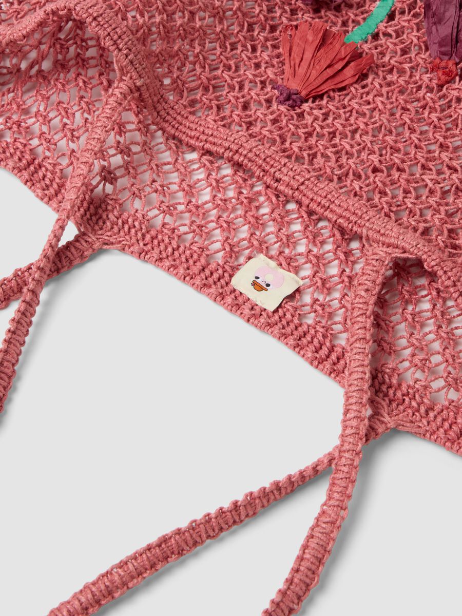Borsa da mare in misto juta a rete traforata multicolor_2