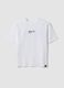 White pure cotton T-shirt with ribbed neckline and &lsquo;Glow Up&rsquo; slogan_3