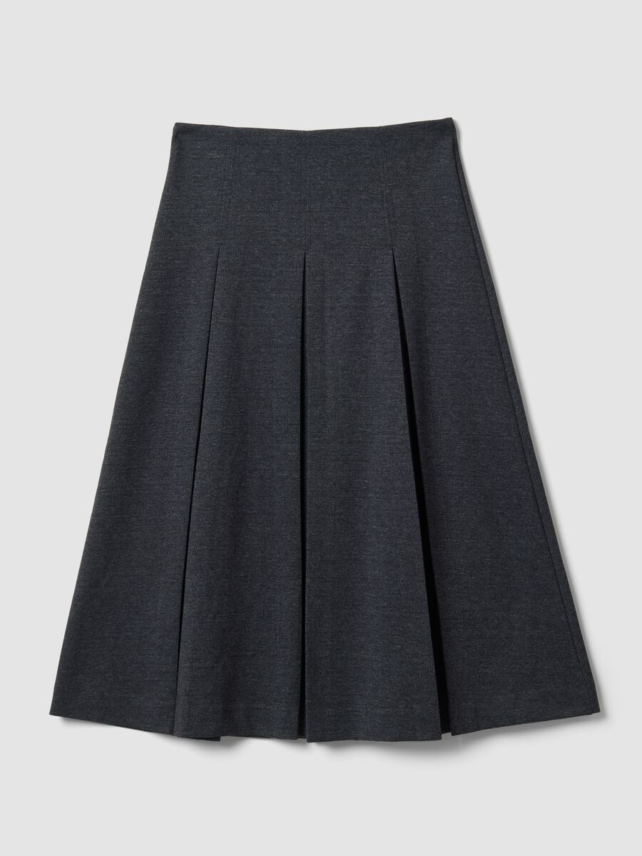 Long grey stretch-viscose skirt, regular fit_6