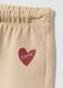 Beige pure cotton trousers with elasticated waist and print for baby girl_2