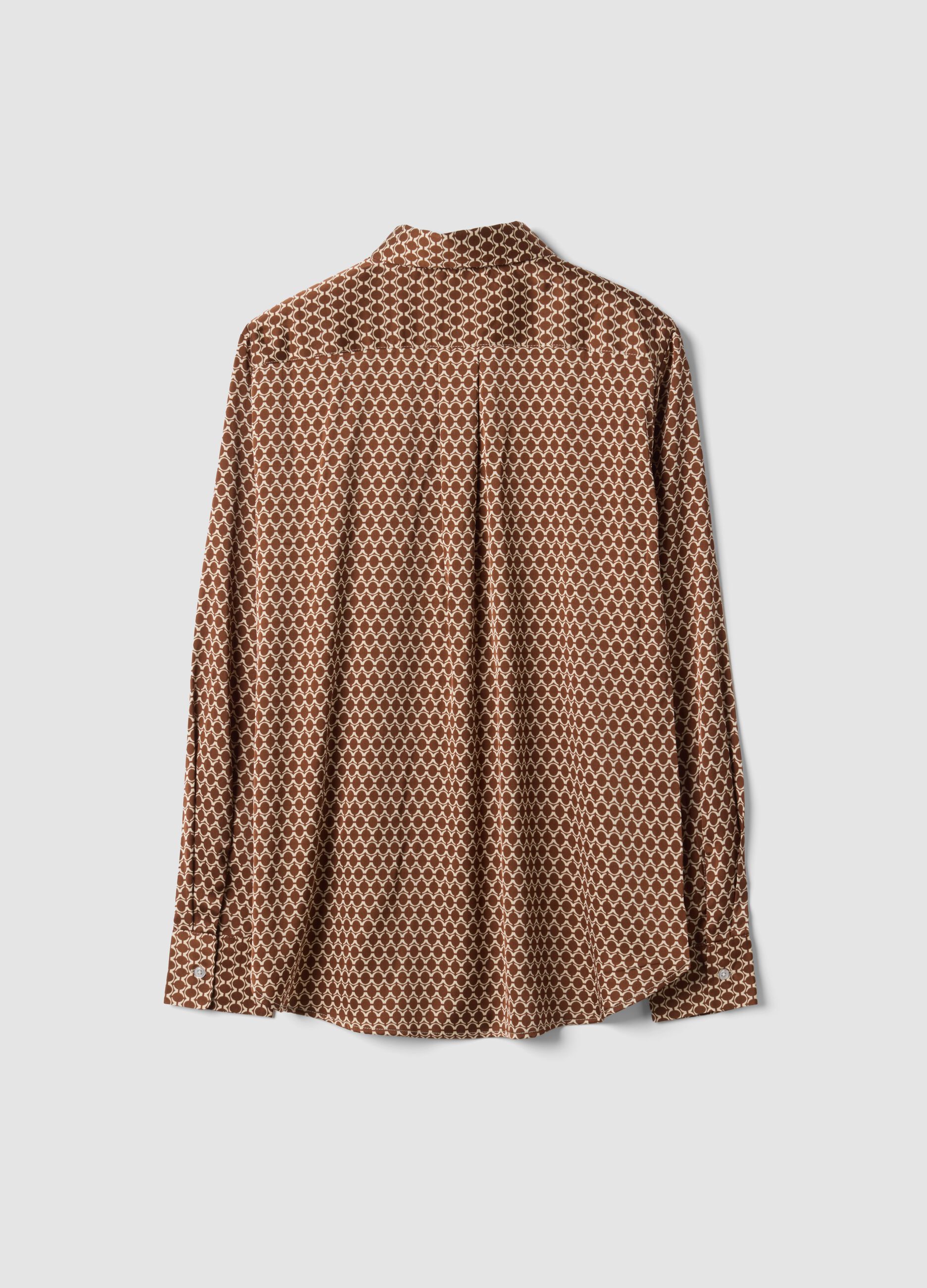 Brown stretch-fabric shirt with regular fit graphic print