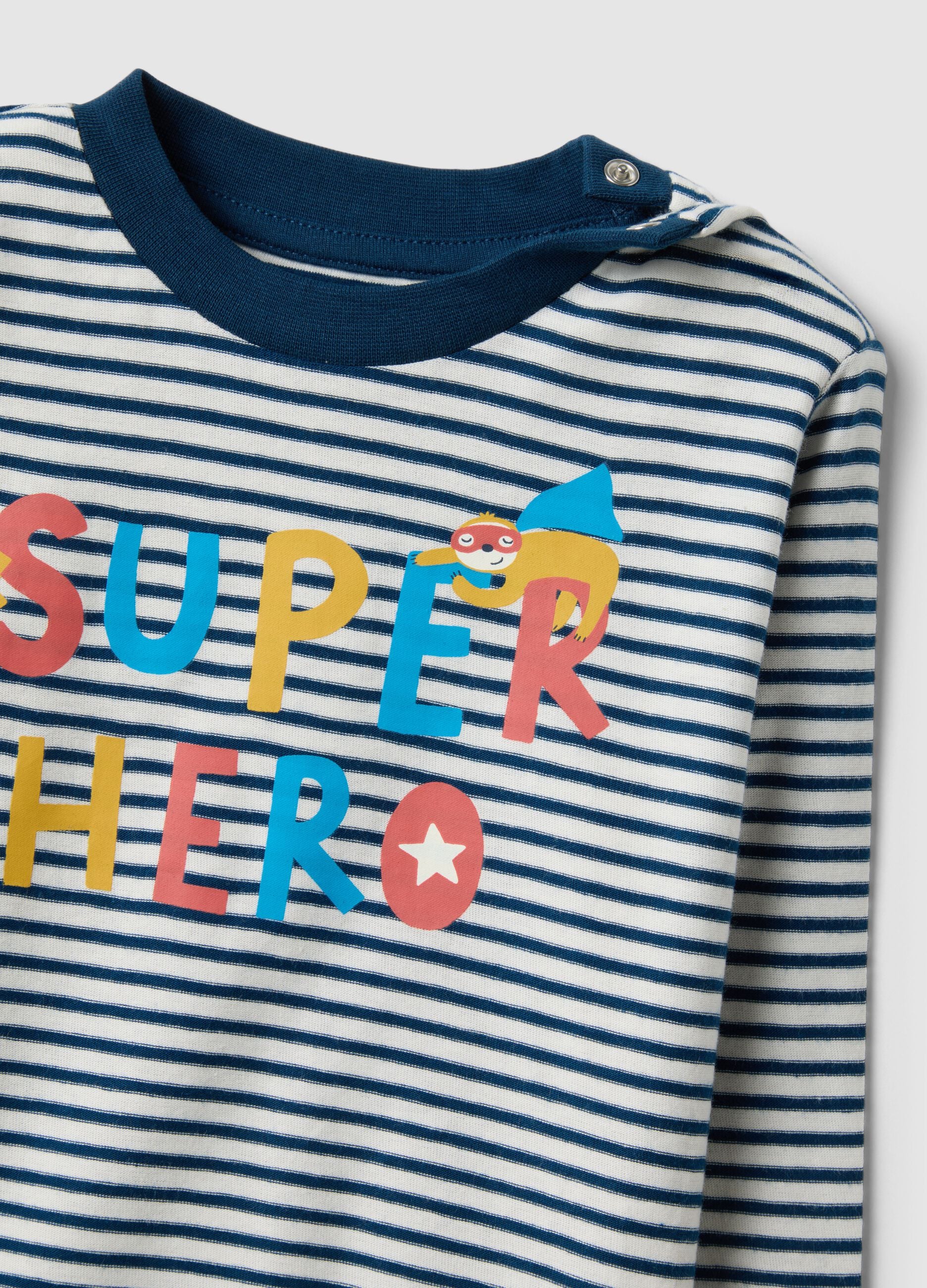 Baby multicolour striped pure cotton pyjamas with print