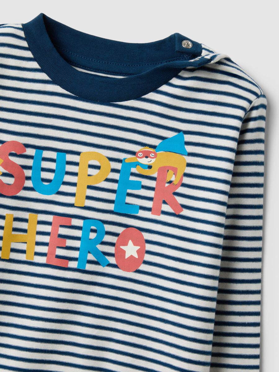 Baby multicolour striped pure cotton pyjamas with print_3