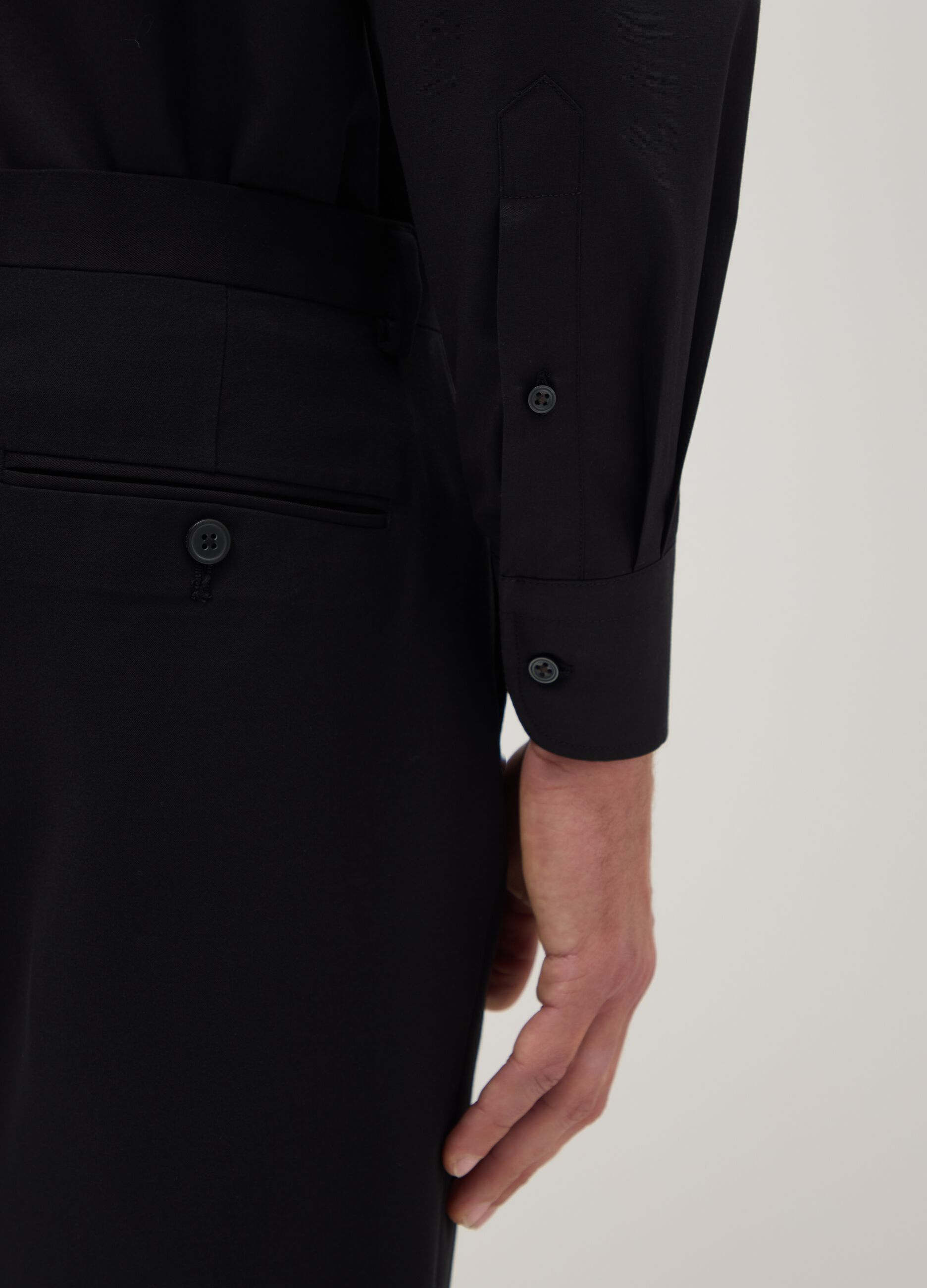 Black long sleeve regular fit easy iron shirt