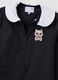 Customisable black school apron for girls with embroidered kitten_2