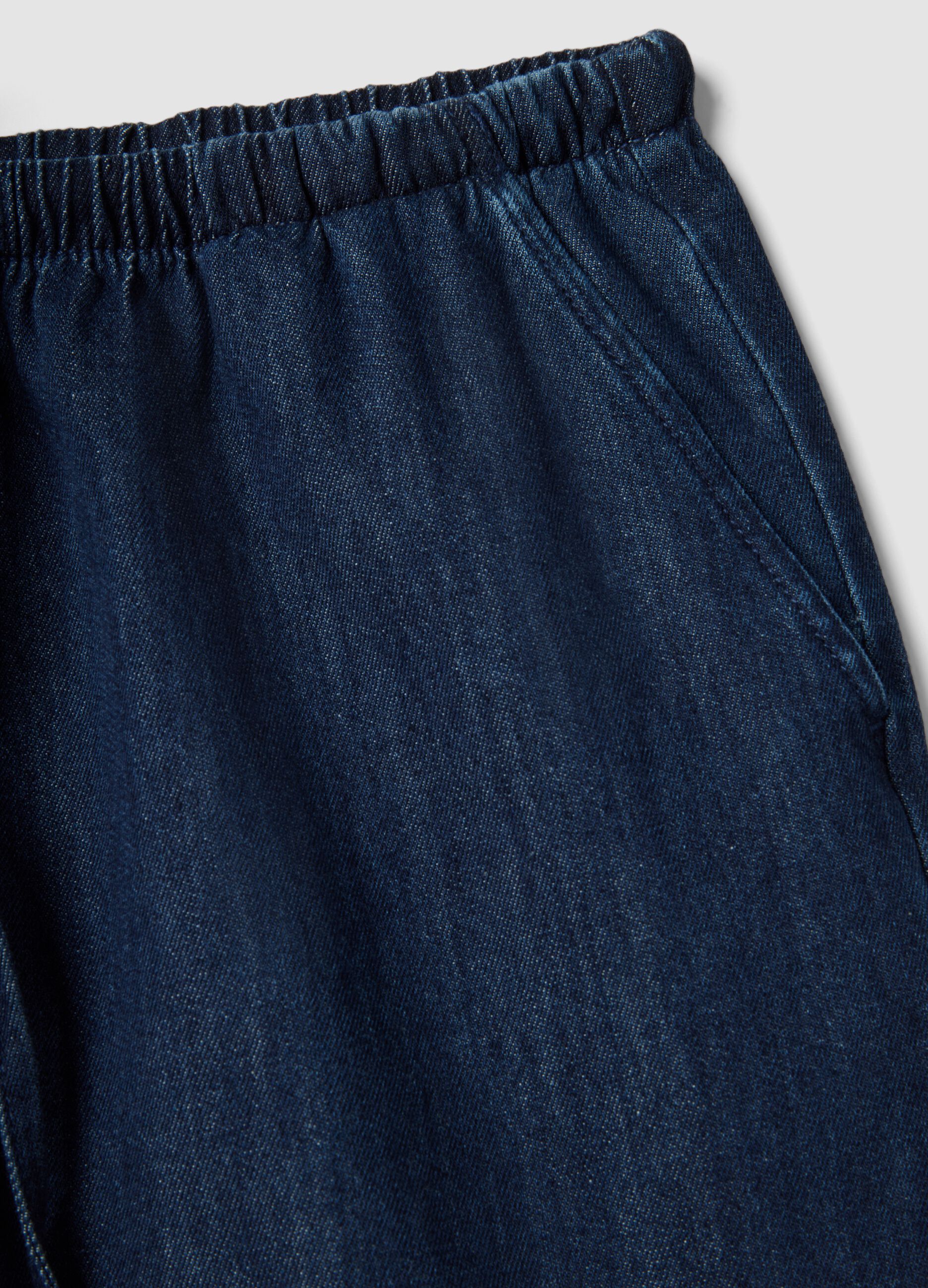 Blue pure cotton wide-leg denim trousers