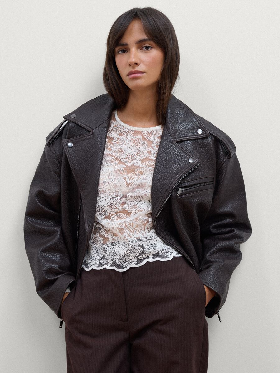 Brown oversized genuine leather biker jacket_1