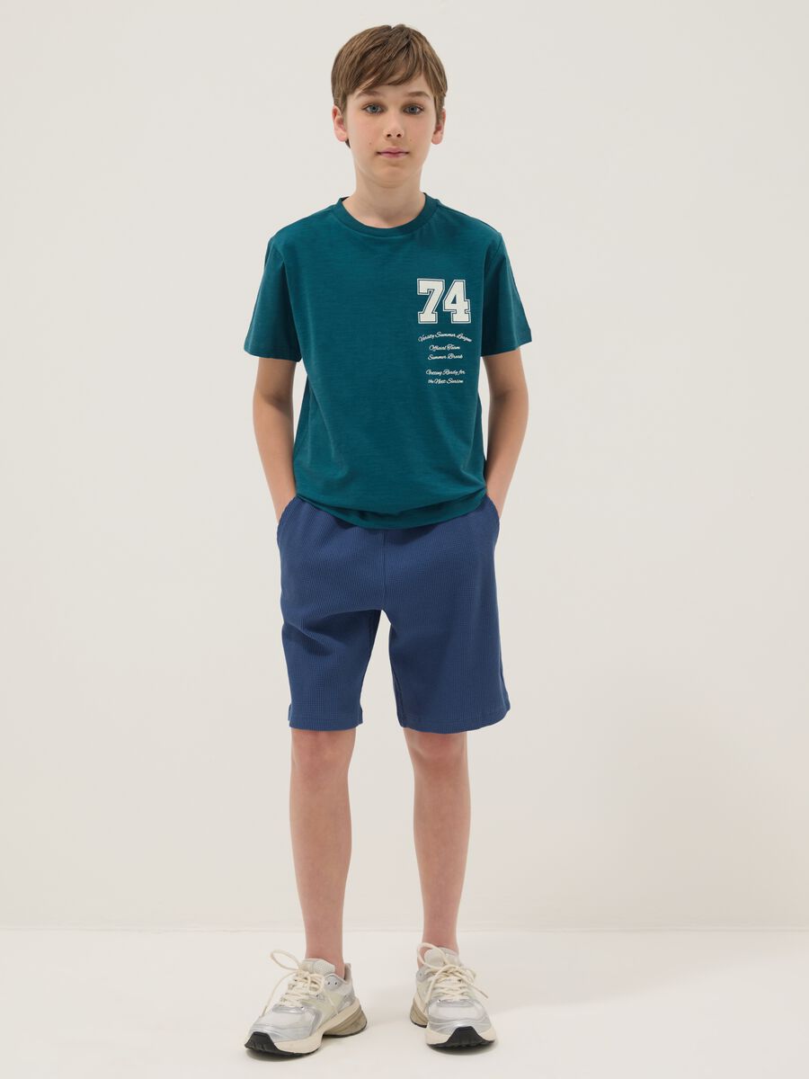Kit t-shirt shorts in puro cotone multicolor da ragazzo regular fit_0
