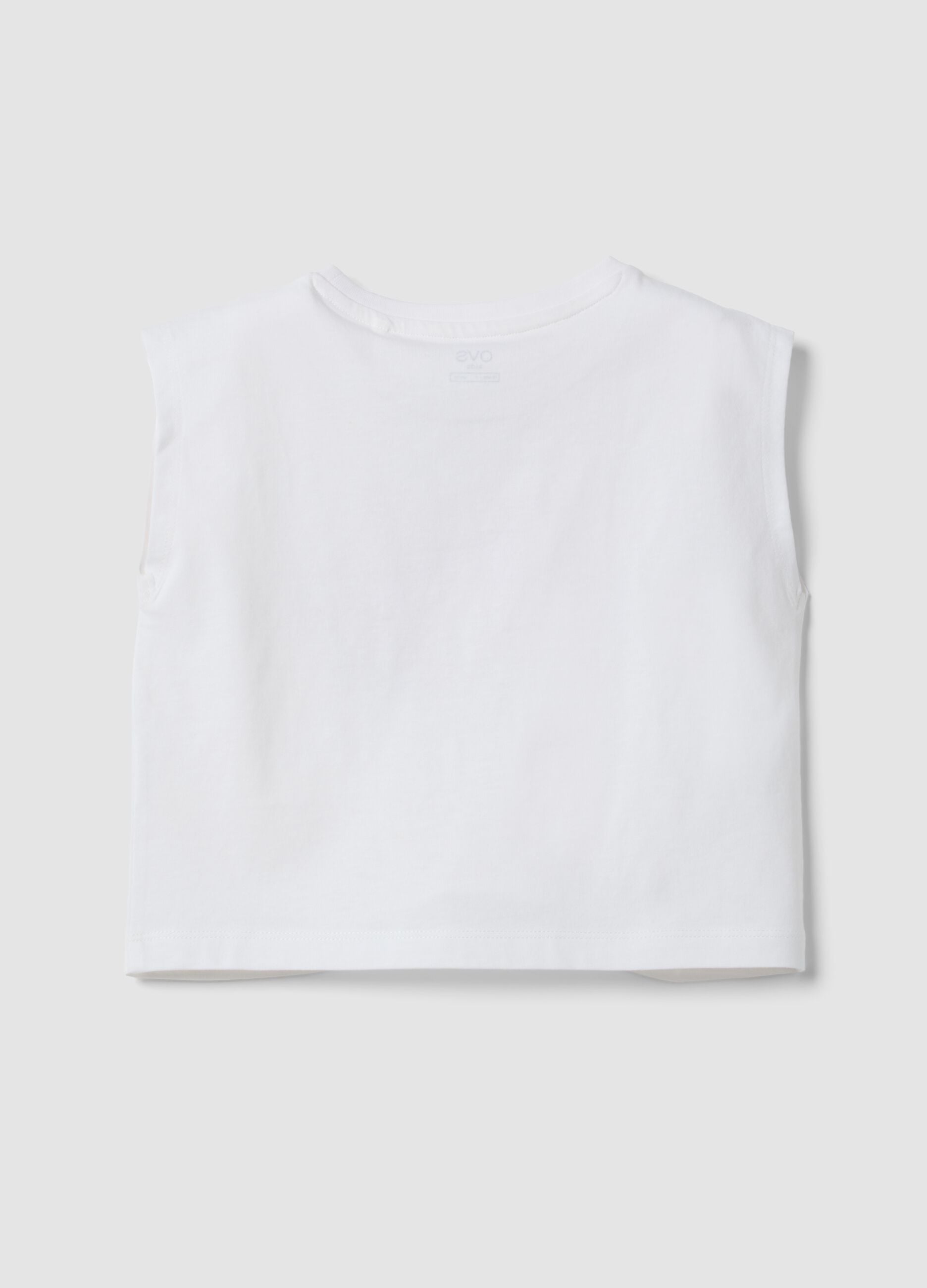 White pure cotton vest top with print