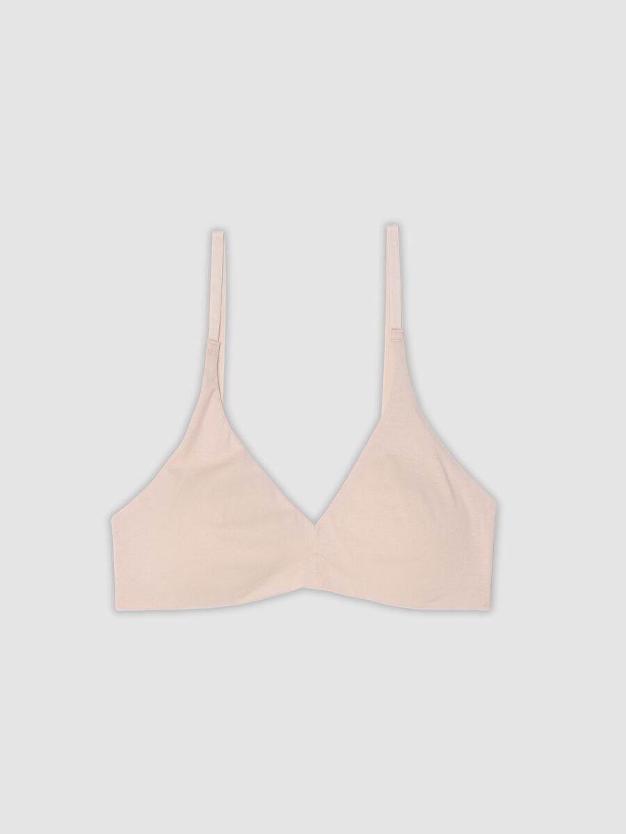 Pink organic stretch cotton triangle bra_4