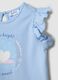 Sky-blue organic cotton tank top for baby girls with print and frills_2
