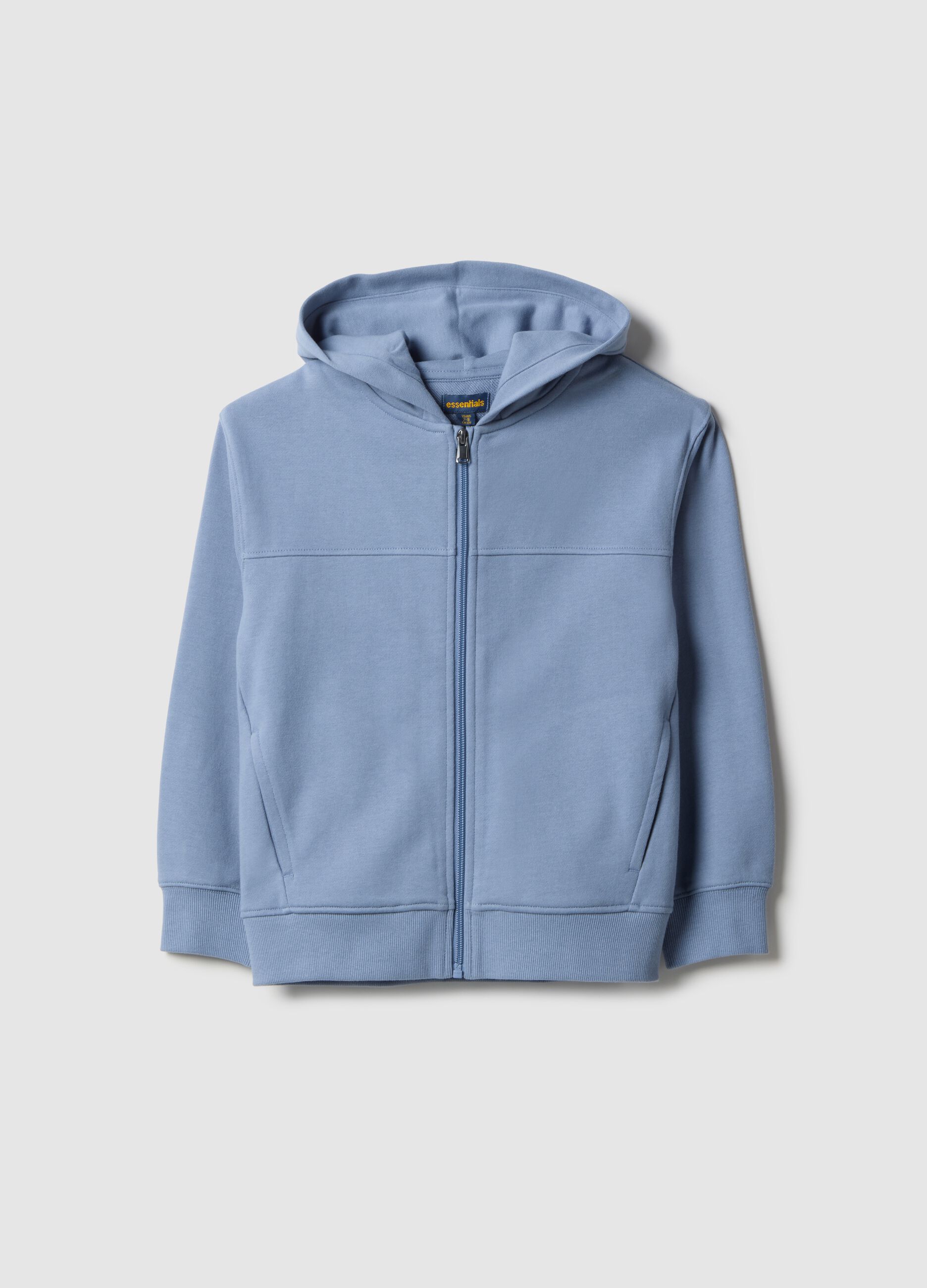 Sky blue children's hoodie with zip in pure cotton regular fit
