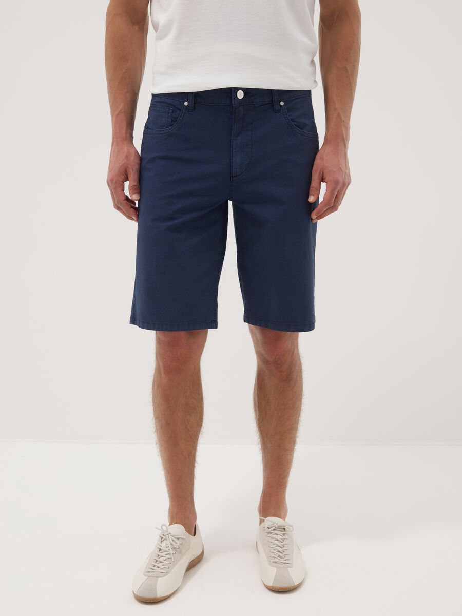 Blue regular-fit stretch cotton bermuda shorts_1