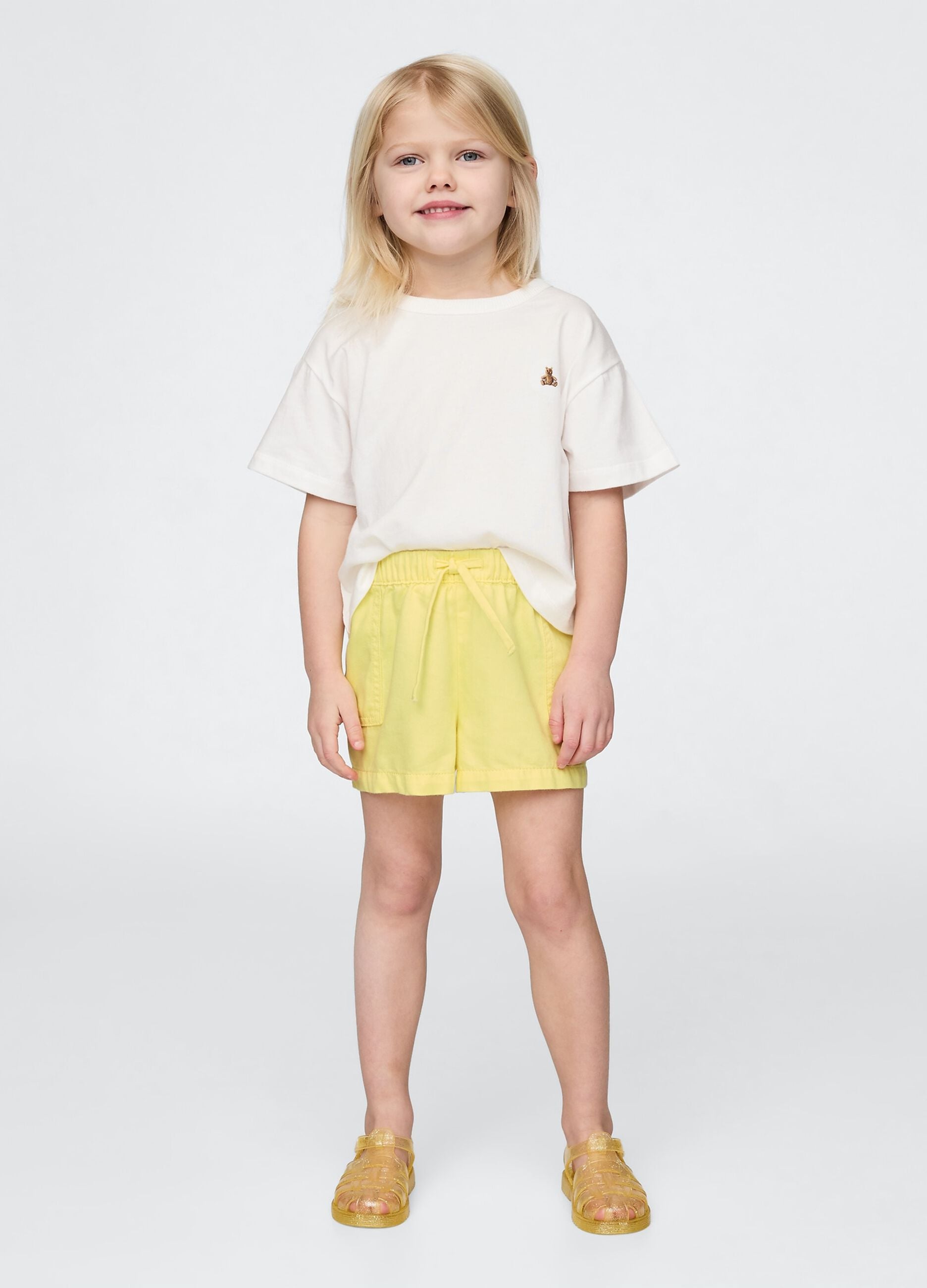 Yellow shorts with drawstring