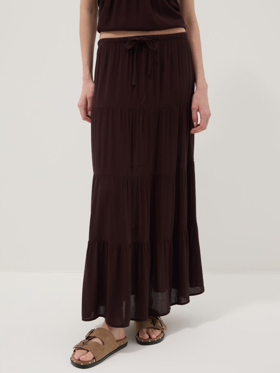 Brown maxi skirt in pure viscose_2