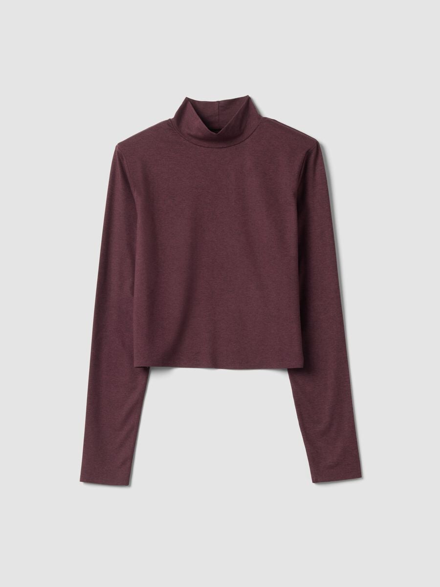 T-shirt viola crop in tessuto elasticizzato con collo rialzato Easy Dry ALTAVIA STUDIO_5