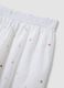 White pure cotton pyjama shorts with floral embroidery, regular fit_5