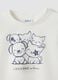 White organic cotton T-shirt with cute animal print for baby girl_2