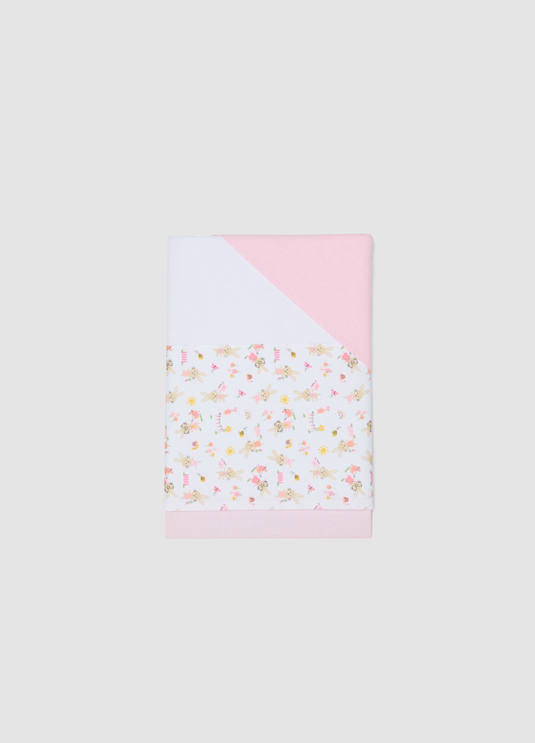 Multi-coloured pure cotton crib sheet set for baby girls