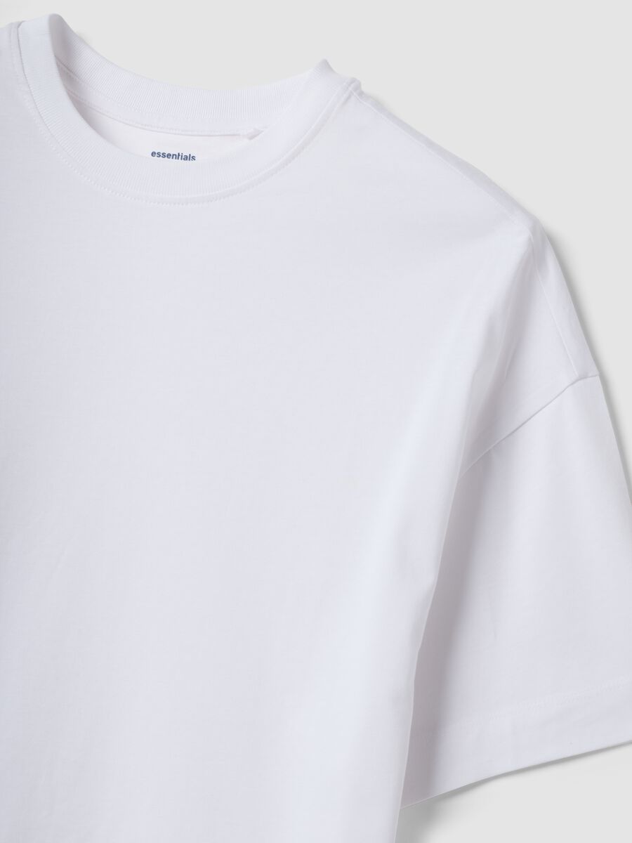 T-shirt over fit bianca in puro cotone a maniche corte_2