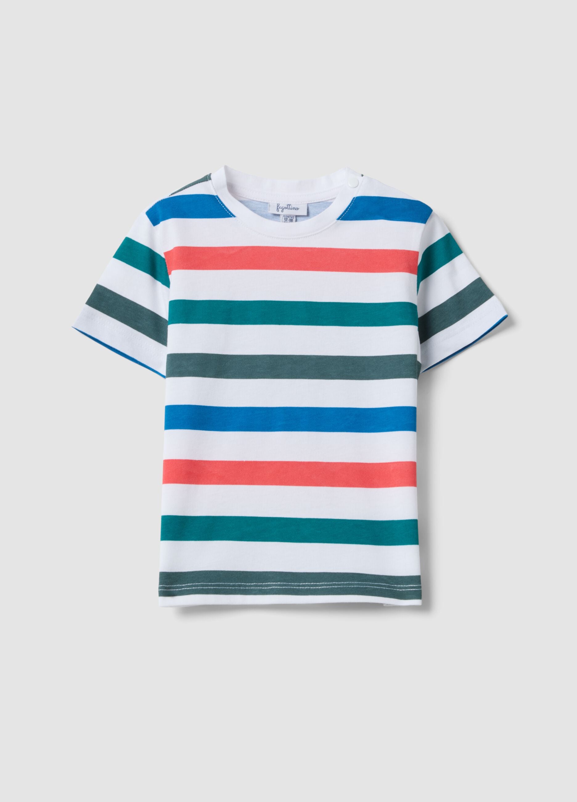 White organic cotton striped T-shirt