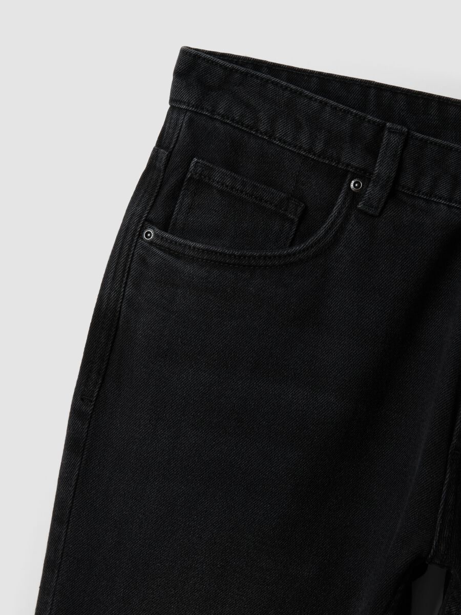 Black denim jeans in cotton-viscose blend, regular fit_1