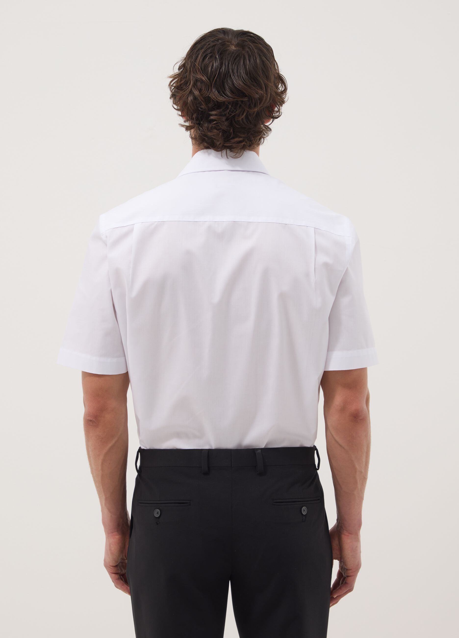 White short-sleeve easy-iron cotton-blend shirt, regular fit
