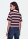 Brown striped pure cotton oversized polo shirt_2