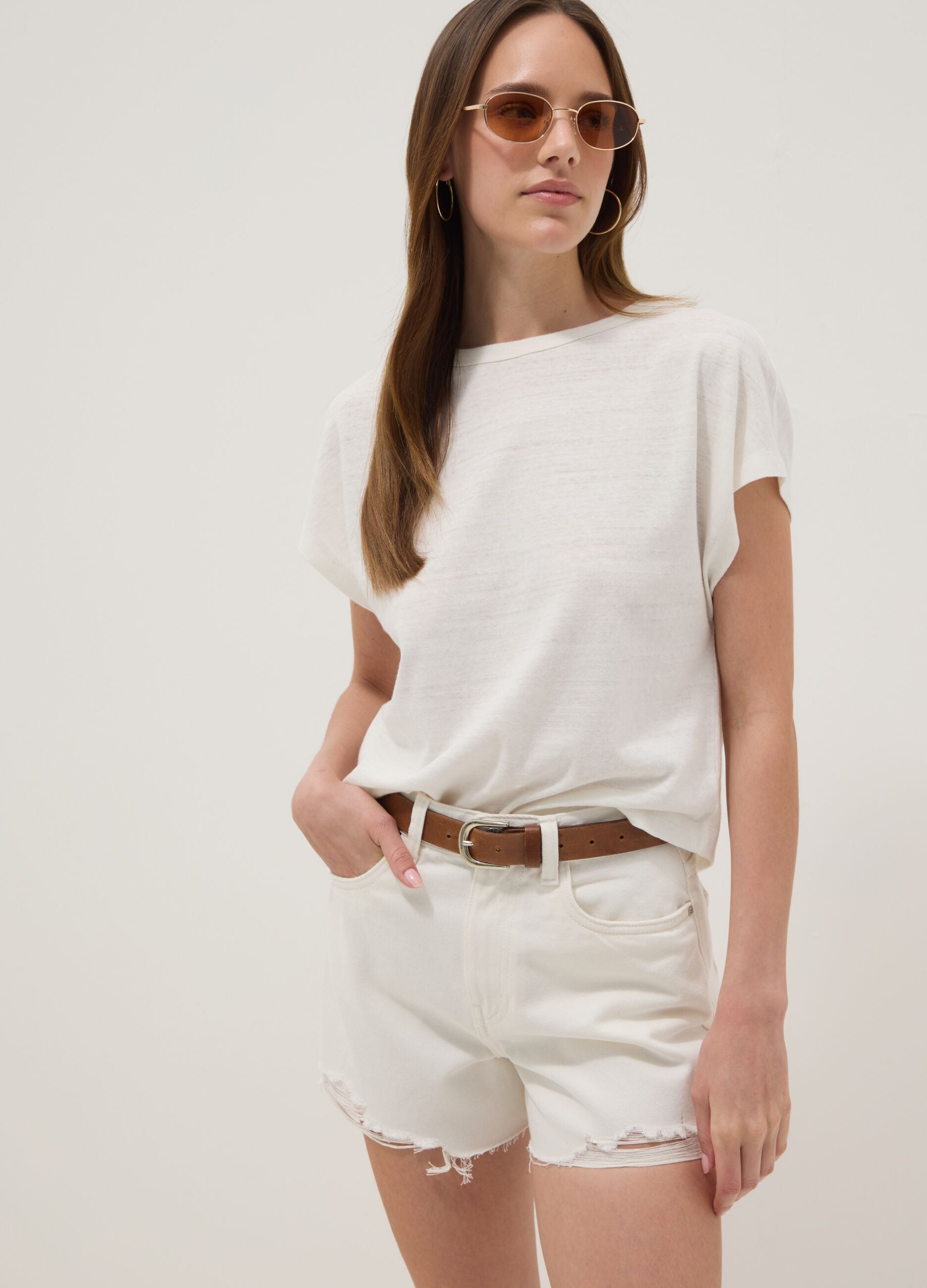 White pure cotton shorts